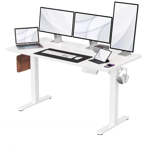 Main image of 55x28 Inch Electric Standing Desk, Height Adjustable, White
