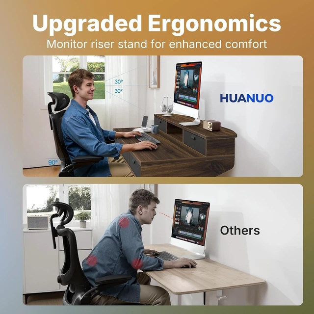 Alt view image 5 of 7 - 40 x 24 Inch Electric Standing Desk with 4 Drawers, Walnut