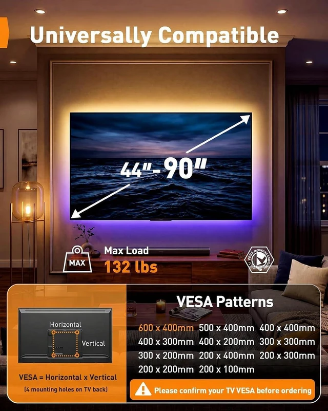 Alt view image 2 of 7 - Full Motion TV Wall Mount with LED Backlight for 4490 Inch TVs