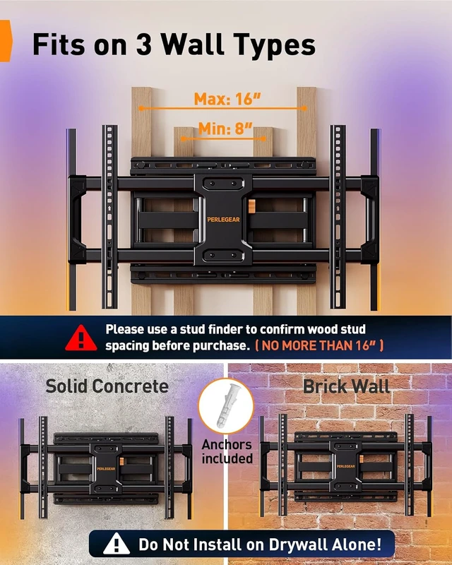 Alt view image 3 of 7 - Full Motion TV Wall Mount with LED Backlight for 4490 Inch TVs