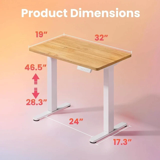 Alt view image 3 of 7 - 32x19 Inch Small Electric Standing Desk, Adjustable Height