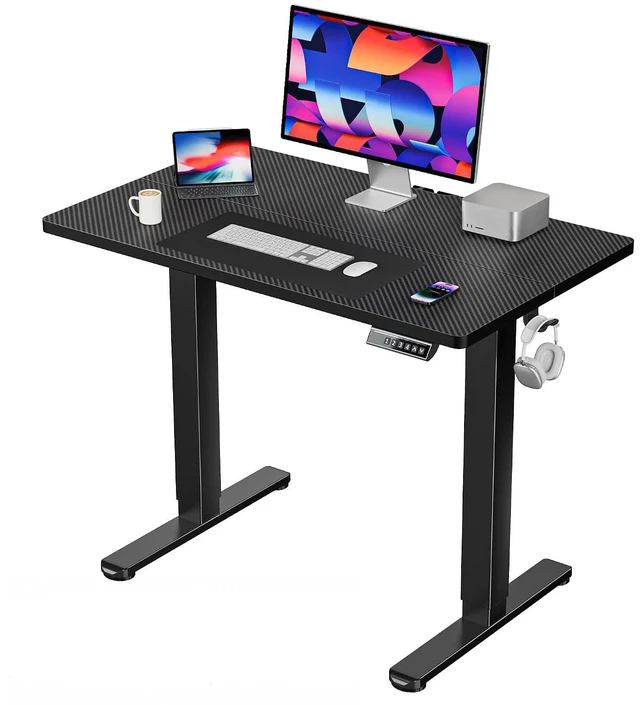 Main image of 40x24 Inch Electric Standing Desk, Adjustable, Carbon Fiber Black
