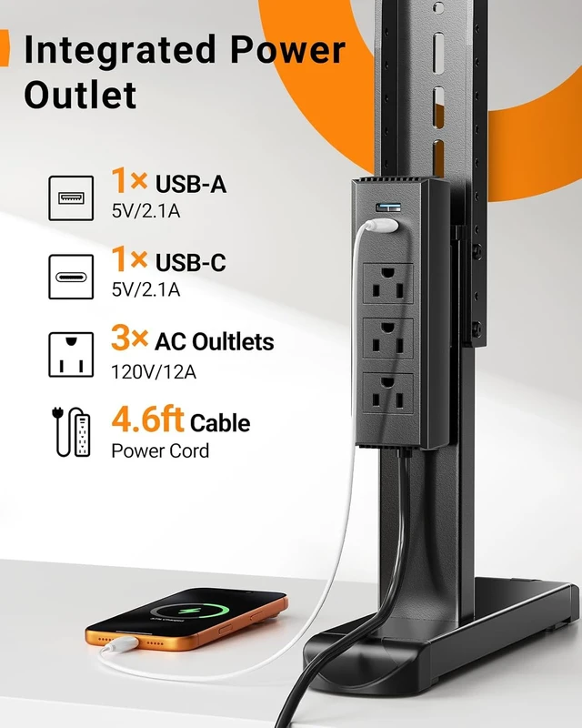 Alt view image 3 of 7 - TV Stand Legs with Power Outlet for 3890 Inch TVs