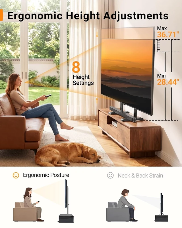Alt view image 6 of 7 - TV Stand Legs with Power Outlet for 3890 Inch TVs