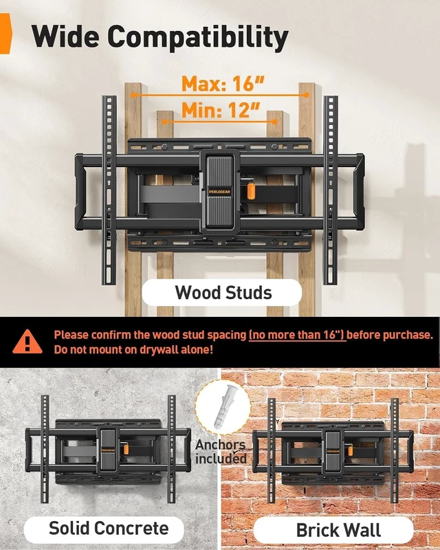Alt view image 3 of 7 - TV Wall Mount Full Motion for 4297 inch TVs up to 132 lbs