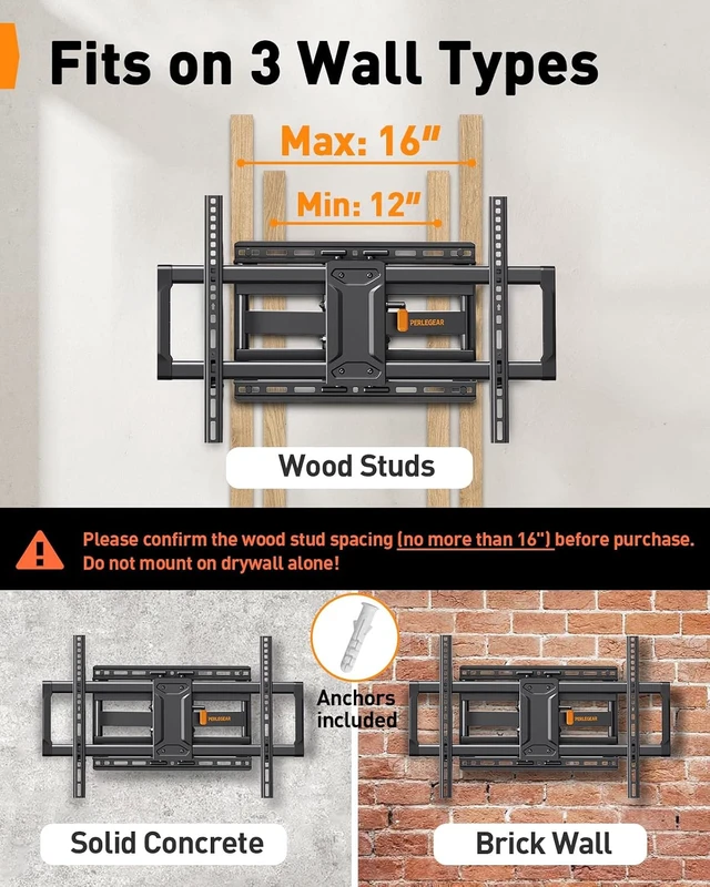 Alt view image 3 of 7 - Full Motion TV Wall Mount for 4286 inch TVs up to 132 lbs