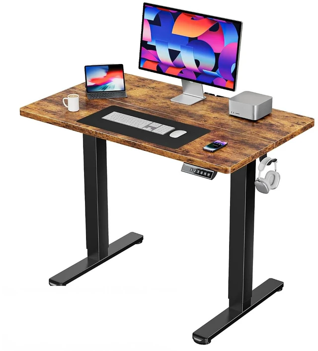 Main image of 40x24 Inch Electric Standing Desk, Height Adjustable, Rustic Brown