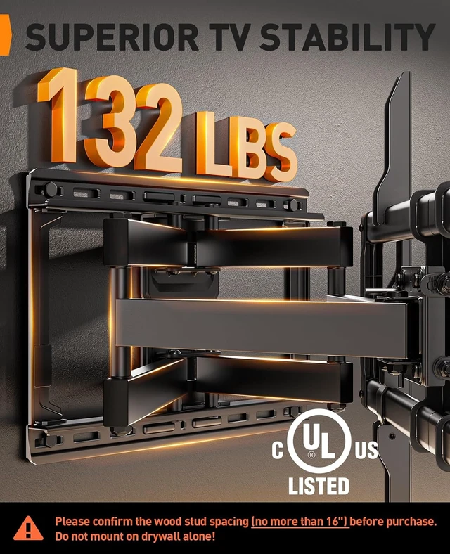 Alt view image 4 of 7 - Full Motion TV Wall Mount for 4286 inch TVs up to 132 lbs