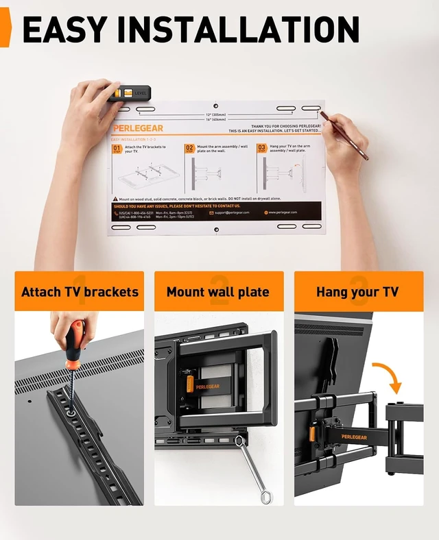 Alt view image 7 of 7 - Full Motion TV Wall Mount for 4286 inch TVs up to 132 lbs