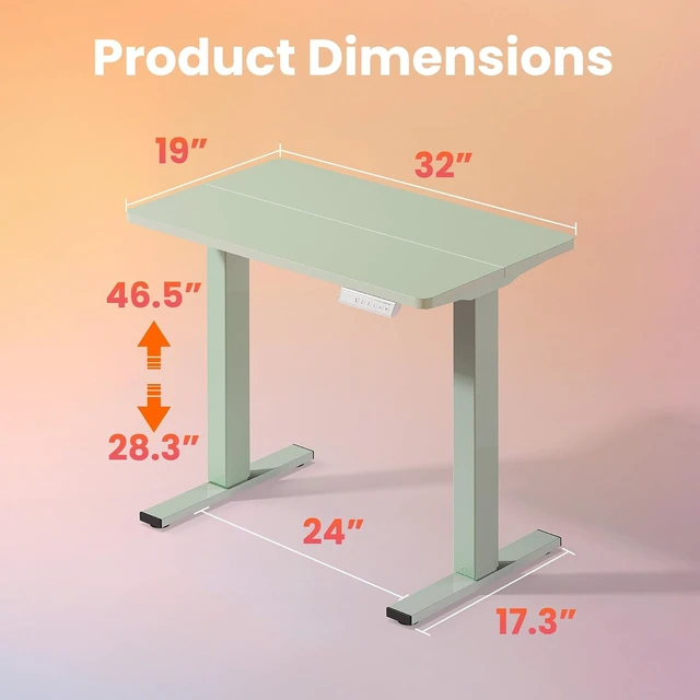 Alt view image 3 of 7 - 32x19 Inch Small Electric Standing Desk, Adjustable, Sage Green