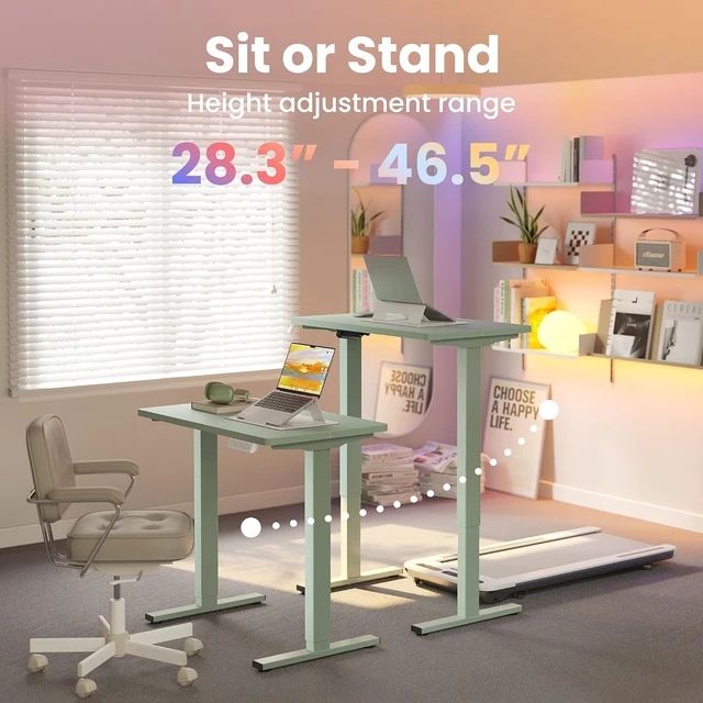 Alt view image 4 of 7 - 32x19 Inch Small Electric Standing Desk, Adjustable, Sage Green