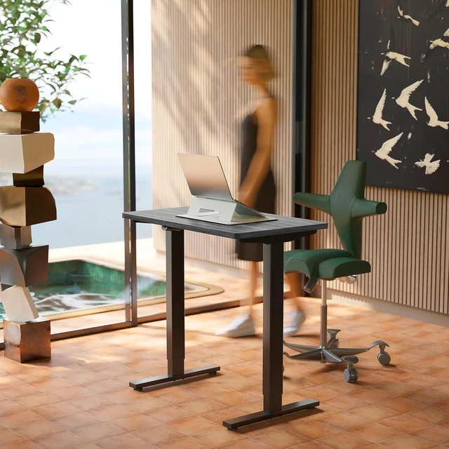 Alt view image 2 of 7 - 32x19 Inch Small Electric Standing Desk, Adjustable, Grey