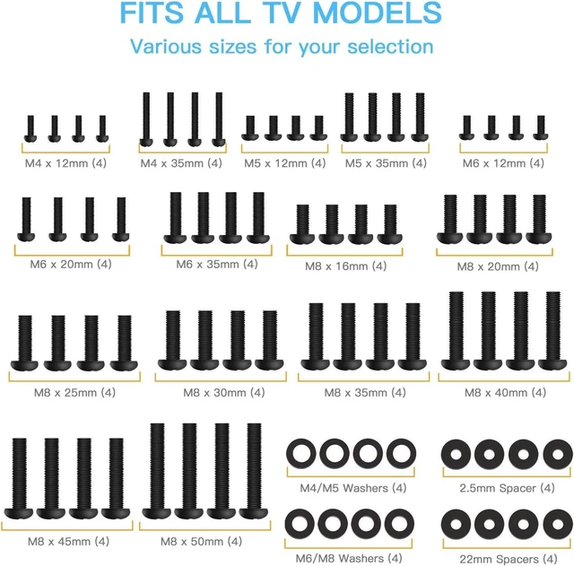 Alt view image 2 of 5 - Mounting Hardware Kit Fits Most TVs, Includes M4, M5, M6 and M8 Screws, Washers and Spacers for Monitor, up to 80 inches, PSUHP