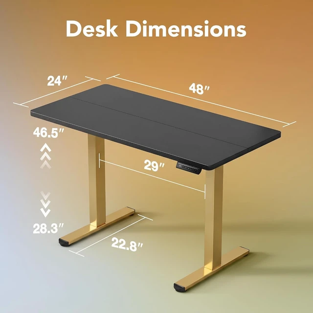 Alt view image 3 of 7 - 48x24 Inch Electric Standing Desk, Height Adjustable