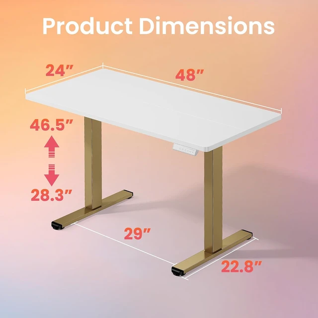 Alt view image 3 of 7 - 48x24 Inch Electric Standing Desk, Height Adjustable