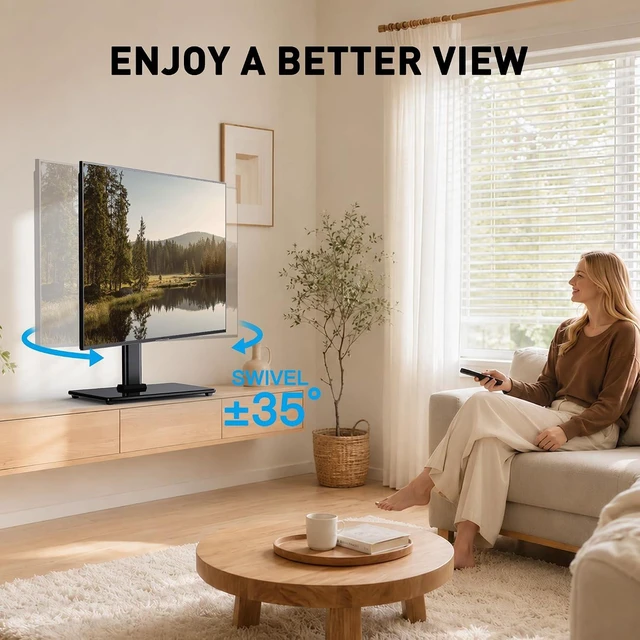 Alt view image 3 of 7 - TV Stand Legs for 32-65 inch TVs, Table Top TV Stand up to 88 lbs, Height Adjustable Television TV Mount, Universal TV Leg Base for Living Room & Bedroom (32-65 Inch with Swivel)