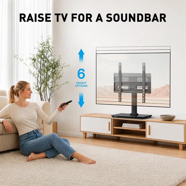 Alt view image 5 of 7 - TV Stand Legs for 32-65 inch TVs, Table Top TV Stand up to 88 lbs, Height Adjustable Television TV Mount, Universal TV Leg Base for Living Room & Bedroom (32-65 Inch with Swivel)