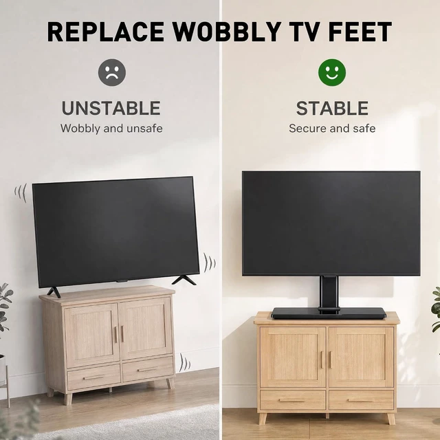 Alt view image 7 of 7 - TV Stand Legs for 32-65 inch TVs, Table Top TV Stand up to 88 lbs, Height Adjustable Television TV Mount, Universal TV Leg Base for Living Room & Bedroom (32-65 Inch with Swivel)
