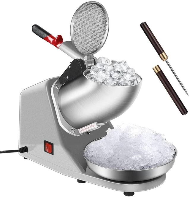 Main image of Electric Ice Shaver Snow Cone Maker Machine Silver 143lbs/hr with Ice Pick for Home and Commercial Use