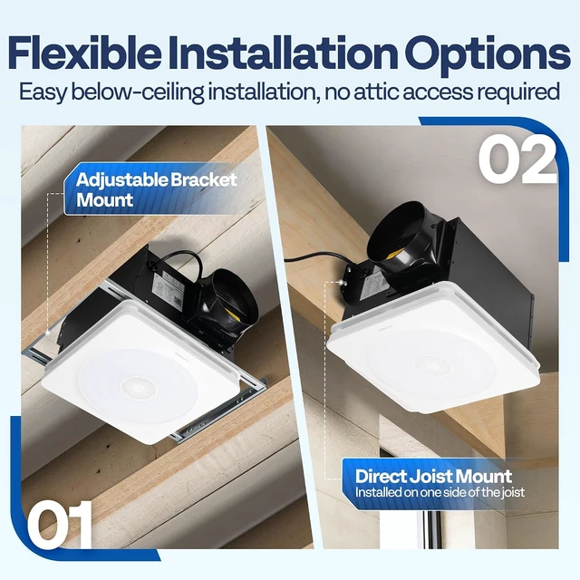 Alt view image 7 of 7 - Bathroom Exhaust Fan with Humidity Sensor, RGB Lights & Speaker