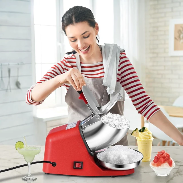 Alt view image 2 of 7 - Electric Ice Shaver Crusher Machine Red 143lbs/hr