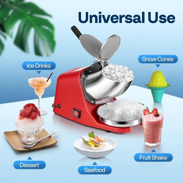 Alt view image 7 of 7 - Electric Ice Shaver Crusher Machine Red 143lbs/hr