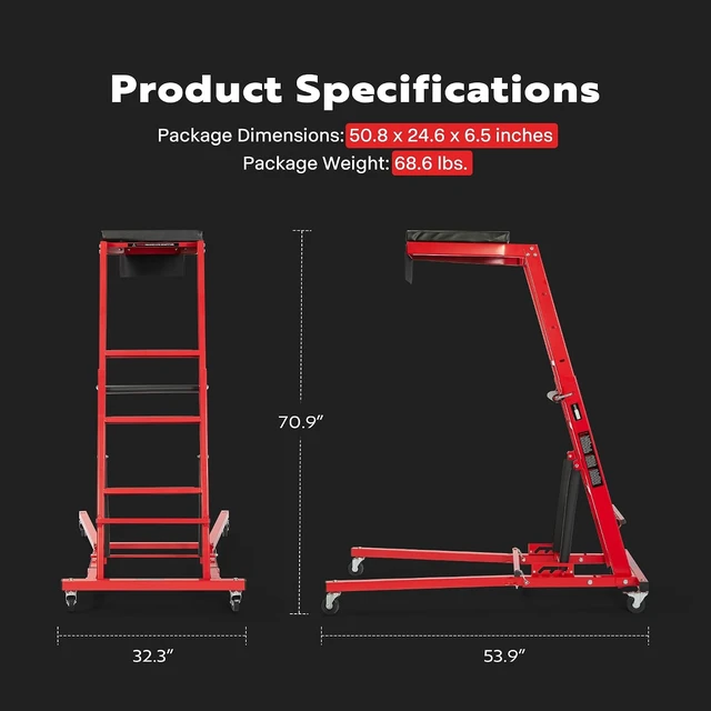 Alt view image 7 of 7 - Topside Automotive Engine Creeper, 400LBS Capacity