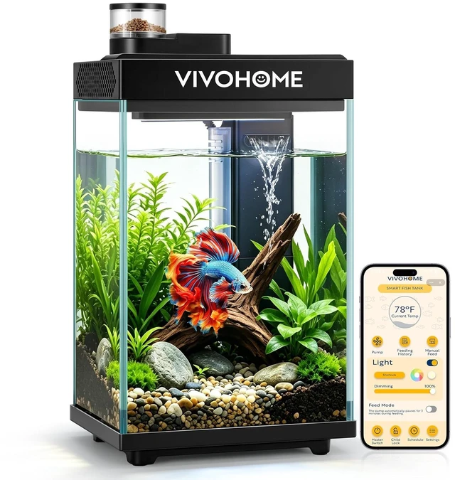 Main image of 2 Gallon Smart Fish Tank with APP Control and Auto Feeder