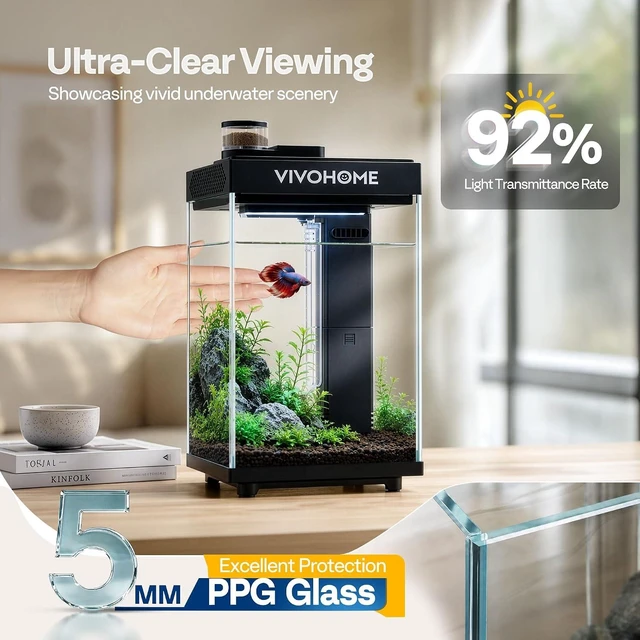 Alt view image 6 of 7 - 2 Gallon Smart Fish Tank with APP Control and Auto Feeder