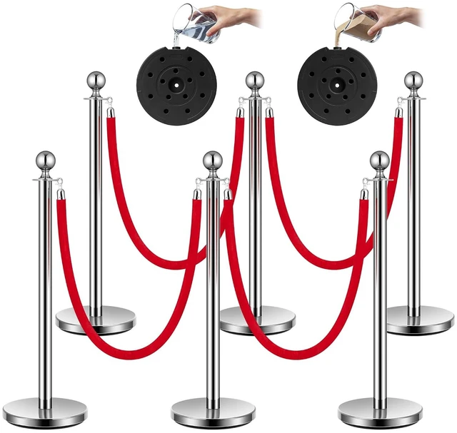 Main image of Silver Stanchions and Velvet Ropes, 5 Feet Ropes and 39 Inch Posts