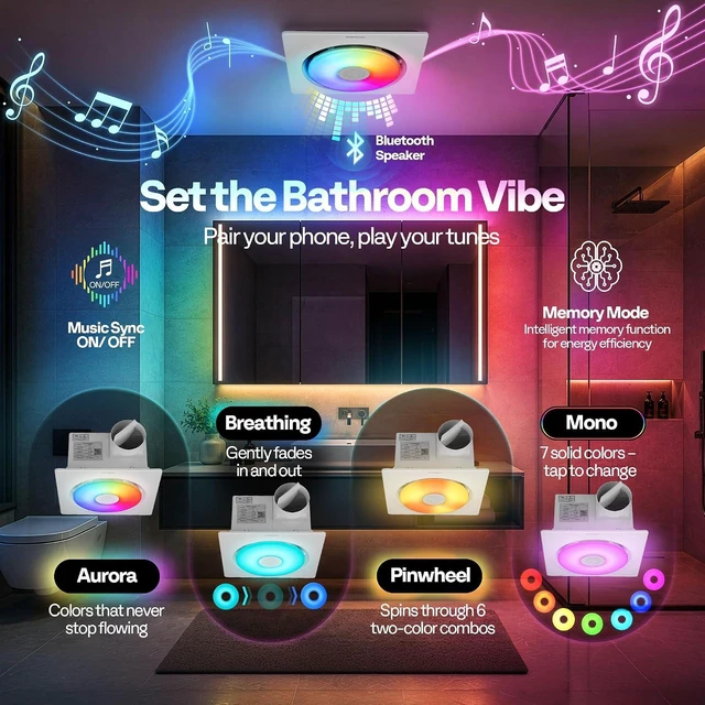 Alt view image 5 of 7 - APP Control Bathroom Exhaust Fan with Bluetooth Speaker, 160CFM