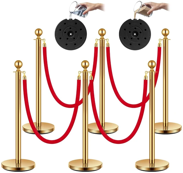 Main image of Gold Stanchions and Velvet Ropes, 5 Feet Ropes and 39 Inch Posts
