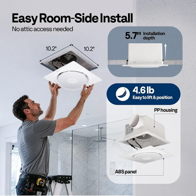Alt view image 7 of 7 - APP Control Bathroom Exhaust Fan with Bluetooth Speaker, 160CFM