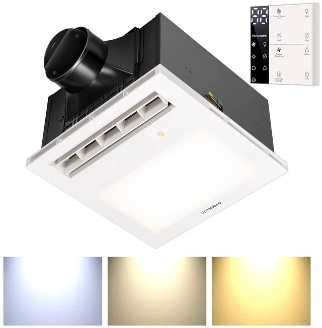 Main image of 4-in-1 Bathroom Exhaust Fan with Light and Heater, 1800W PTC