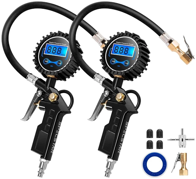 Main image of 2 Pack Digital Tire Pressure Gauge with Inflator, Night Available