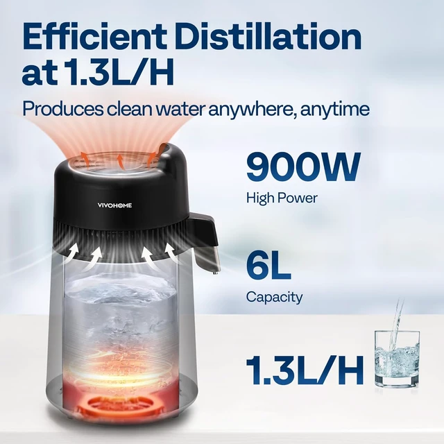 Alt view image 4 of 7 - 1.6 Gallon/6L 900W Water Distiller Countertop