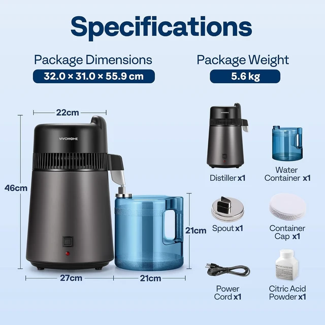 Alt view image 7 of 7 - 1.6 Gallon/6L 900W Water Distiller Countertop