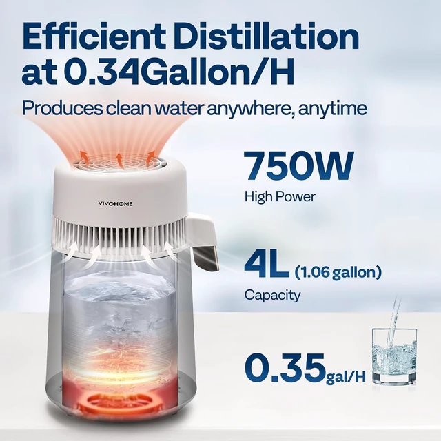Alt view image 4 of 7 - 1.1 Gallon/4L 750W Water Distiller Countertop