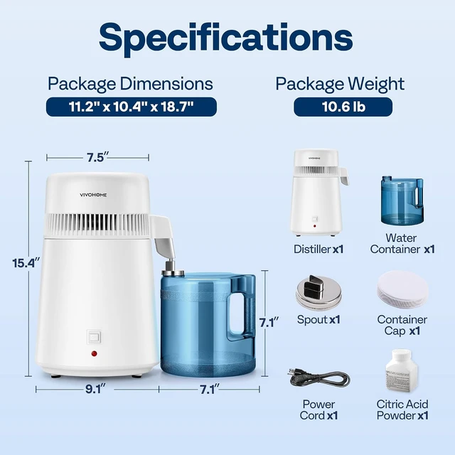 Alt view image 7 of 7 - 1.1 Gallon/4L 750W Water Distiller Countertop