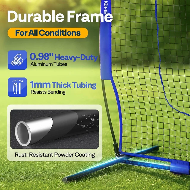 Alt view image 2 of 7 - Baseball & Softball Training Net with Batting Tee, 7 x 7 ft.