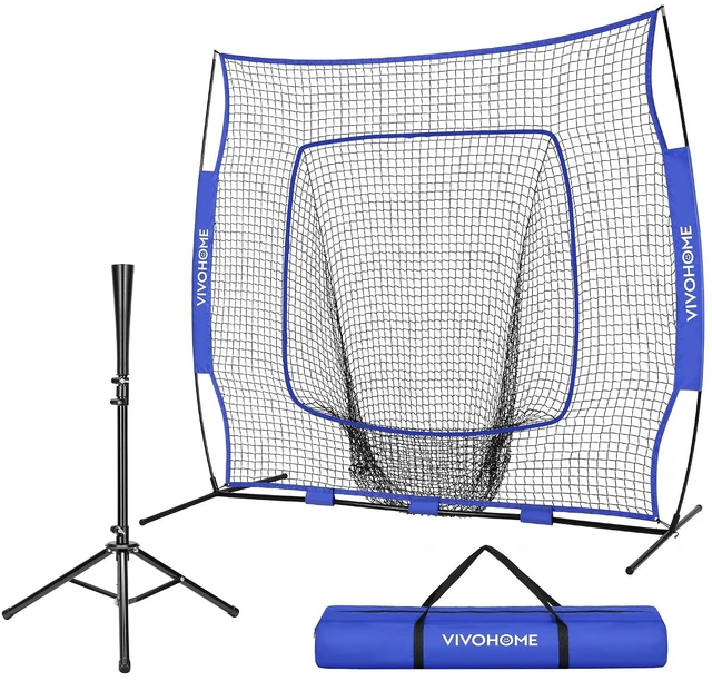 Main image of Baseball & Softball Training Net with Batting Tee, 7 x 7 ft.