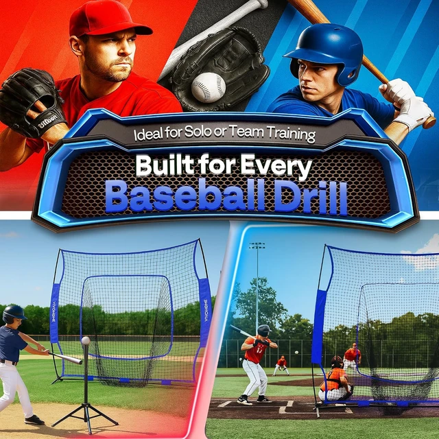 Alt view image 6 of 7 - Baseball & Softball Training Net with Batting Tee, 7 x 7 ft.