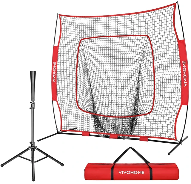 Main image of Baseball & Softball Training Net with Batting Tee, 7 x 7 ft.