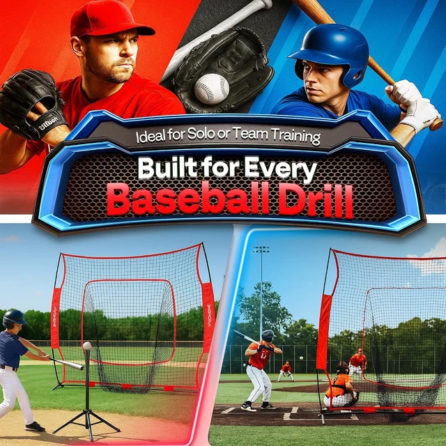 Alt view image 6 of 7 - Baseball & Softball Training Net with Batting Tee, 7 x 7 ft.