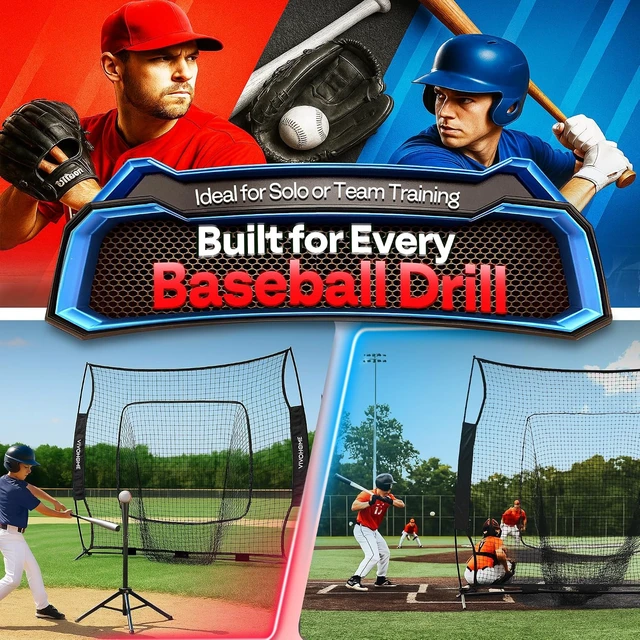 Alt view image 6 of 7 - Baseball & Softball Training Net with Batting Tee, 7 x 7 ft.