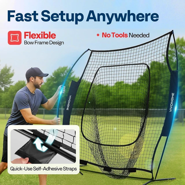 Alt view image 4 of 7 - Baseball & Softball Training Net with Batting Tee, 7 x 7 ft.