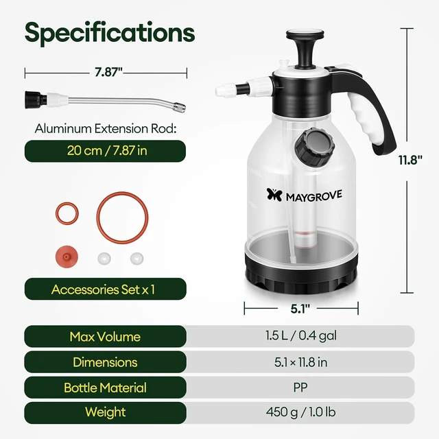 Alt view image 2 of 7 - 50oz Pump Sprayer, Hand Water Spray Bottle
