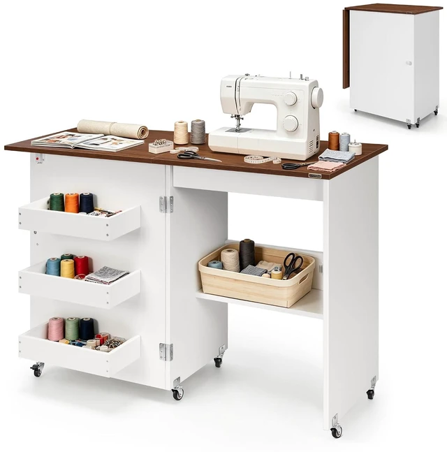 Main image of Folding Sewing Table for Sewing Machine, Sewing Desk with Storage