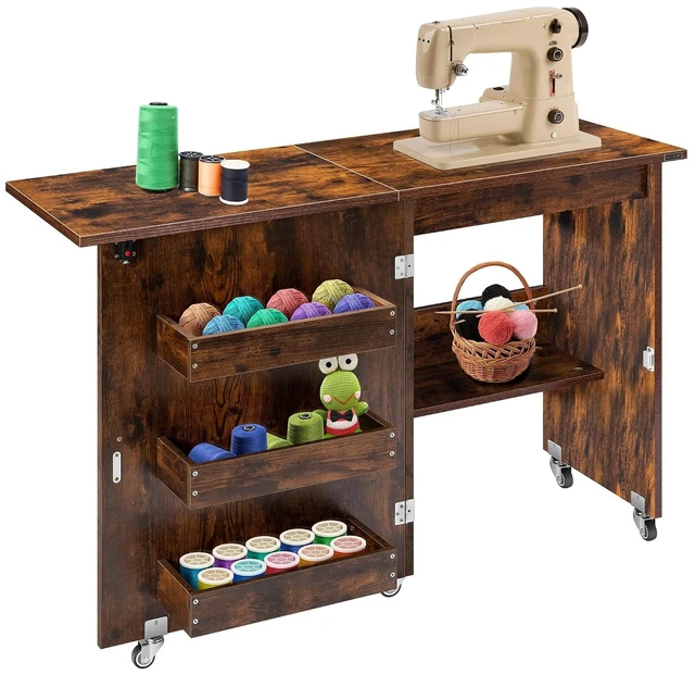 Main image of Folding Sewing Table for Sewing Machine, Sewing Desk with Storage