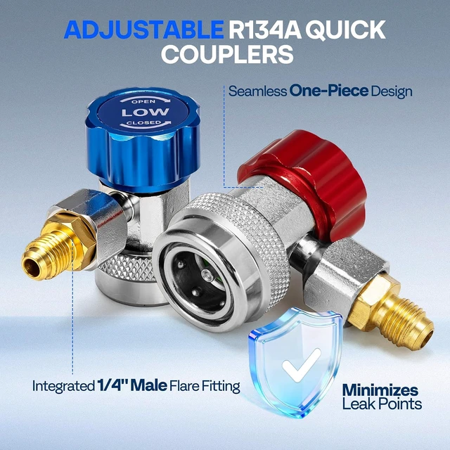 Alt view image 2 of 7 - AC R134a Adapter Tool Kit with Quick Couplers and Can Taps